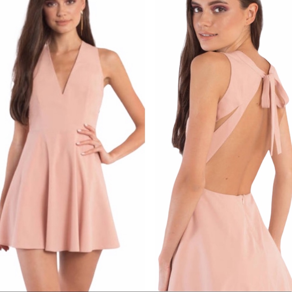 NWT Tobi Andie Blush Pink Pastel Peach Orange Skater Open Cutout Back Dress - M